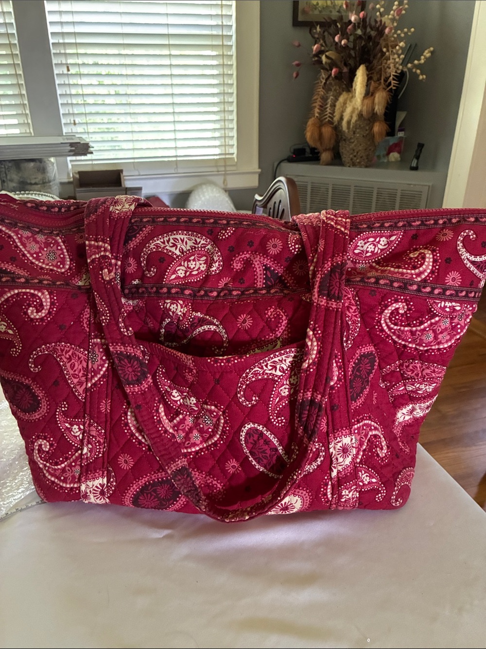 Vera Bradley Quilted Paisley Tote in Raspberry Pink